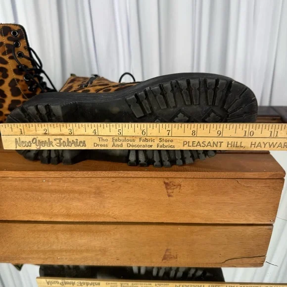 Leopard Print Platform Combat Boots - Brown - Picture 10 of 10